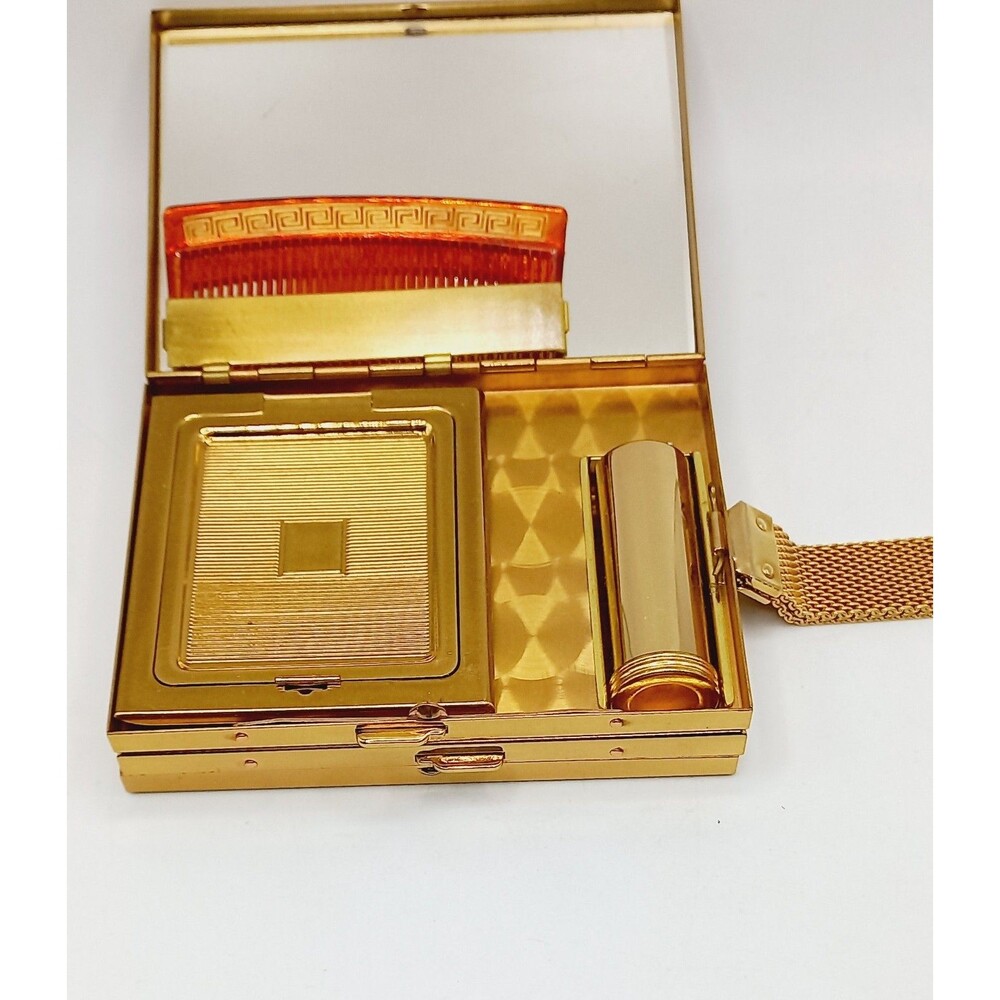 MCM Minaudiere Compact Wristlet Purse Mirror Lipstick Comb Cigarette Case Fab!